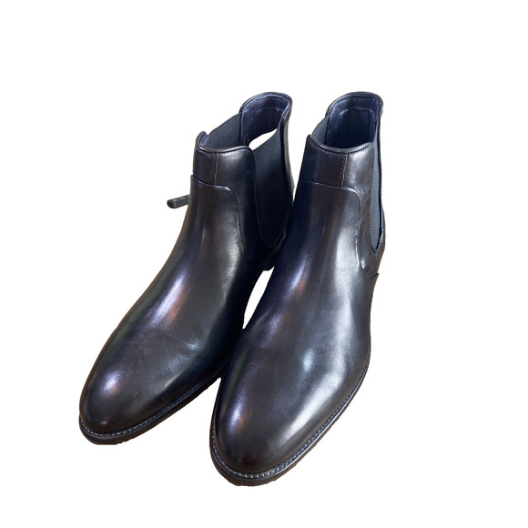 592481 MSBT50 STOCKTON CHELSEA MEN'S SHOES 13M BLACK LEATHER JOHNSTON & MURPHY - Picture 1 of 5